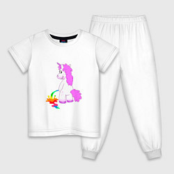 Пижама хлопковая детская ЕДИНОРОГ, цвет: белый