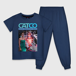 Пижама хлопковая детская Supergirl - CatCo, цвет: тёмно-синий