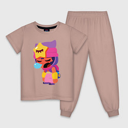 Пижама хлопковая детская BRAWL STARS SANDY, цвет: пыльно-розовый
