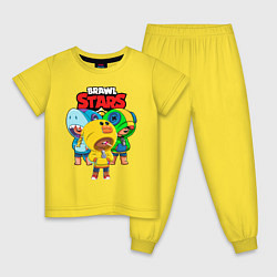 Пижама хлопковая детская BRAWL STARS LEON SKINS, цвет: желтый