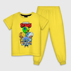Пижама хлопковая детская Brawl Stars Leon Quattro, цвет: желтый