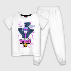 Пижама хлопковая детская BRAWL STARS DJ FRANK, цвет: белый
