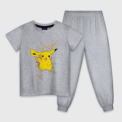 Пижама хлопковая детская Pikachu, цвет: меланж