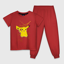 Пижама хлопковая детская Pikachu, цвет: красный