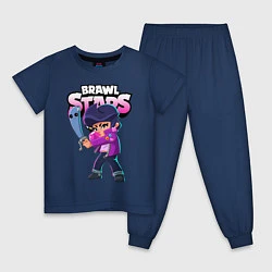 Пижама хлопковая детская BRAWL STARS BIBI, цвет: тёмно-синий