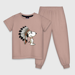 Пижама хлопковая детская Snoopy, цвет: пыльно-розовый