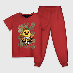 Пижама хлопковая детская Brawl Stars Robot Spike, цвет: красный
