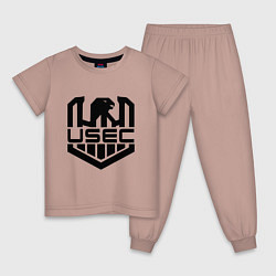 Пижама хлопковая детская USEC Z, цвет: пыльно-розовый