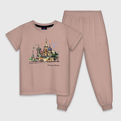 Пижама хлопковая детская Москва, Россия, цвет: пыльно-розовый