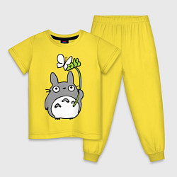 Пижама хлопковая детская Totoro и бабочка, цвет: желтый