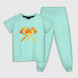 Пижама хлопковая детская Пожарный Z, цвет: мятный