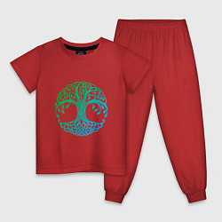 Пижама хлопковая детская Древо, цвет: красный