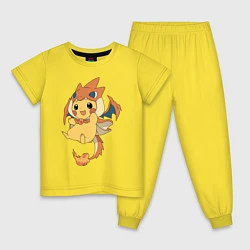 Пижама хлопковая детская Покемон ПИКАЧУ, цвет: желтый