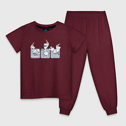 Пижама хлопковая детская Холодное сердце цвета меланж-бордовый — фото 1