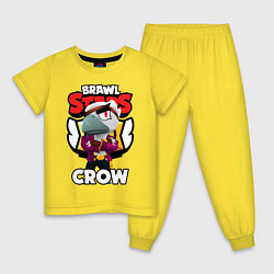 Пижама хлопковая детская БРАВЛ СТАРС CROW ВОРОН, цвет: желтый