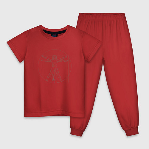 Детская пижама Витрувианский человек / Красный – фото 1