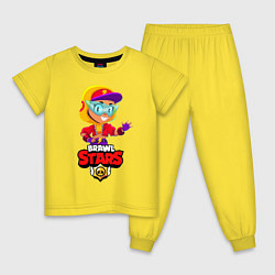 Пижама хлопковая детская БРАВЛ СТАРС МАКС MAX, цвет: желтый