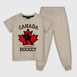 Пижама хлопковая детская Canada Hockey, цвет: миндальный