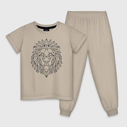 Пижама хлопковая детская Геометрический Лев, цвет: миндальный