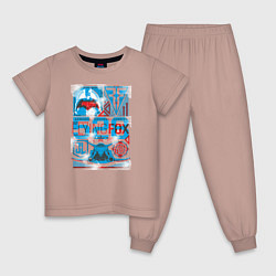 Пижама хлопковая детская Лига справедливости, цвет: пыльно-розовый