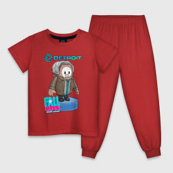 Пижама хлопковая детская Fall Guys Detroit RK800, цвет: красный