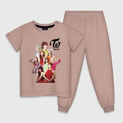 Пижама хлопковая детская Twice, цвет: пыльно-розовый
