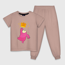 Пижама хлопковая детская FALL GUYS ПОБЕДА, цвет: пыльно-розовый