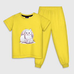 Пижама хлопковая детская Белый лис, цвет: желтый