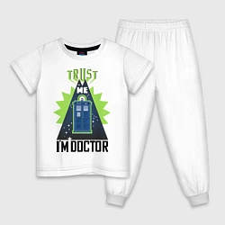 Пижама хлопковая детская Trust me, i'm doctor who, цвет: белый
