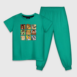 Пижама хлопковая детская The Lion King Characters цвета зеленый — фото 1