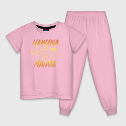 Пижама хлопковая детская Hakuna Matata цвета светло-розовый — фото 1