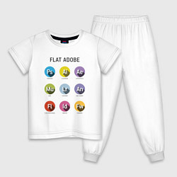 Пижама хлопковая детская Flat Adobe, цвет: белый
