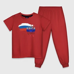 Пижама хлопковая детская Герб, цвет: красный
