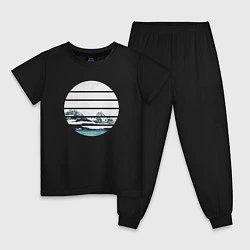 Пижама хлопковая детская Круговой принт 12, цвет: черный