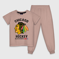 Пижама хлопковая детская CHICAGO BLACKHAWKS NHL, цвет: пыльно-розовый