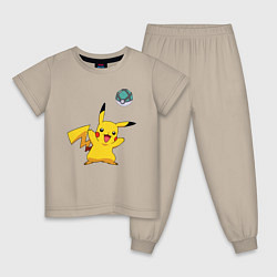 Пижама хлопковая детская Pokemon pikachu 1, цвет: миндальный