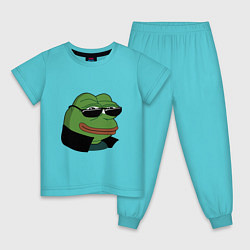 Пижама хлопковая детская Pepe в очках EZ, цвет: бирюзовый