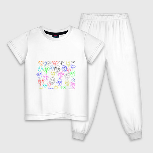 Детская пижама Цветные лица / Белый – фото 1