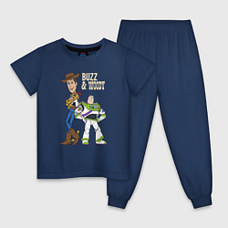 Пижама хлопковая детская Buzz&Woody, цвет: тёмно-синий