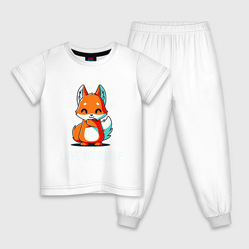 Детская пижама ЛЮБИ СЕБЯ Love yourself / Белый – фото 1