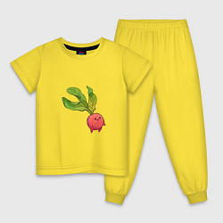 Пижама хлопковая детская Милая редиска, цвет: желтый