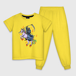 Пижама хлопковая детская Смерть на единороге, цвет: желтый