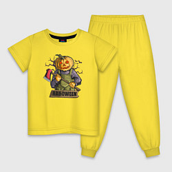 Пижама хлопковая детская Halloween, цвет: желтый