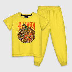 Пижама хлопковая детская Halloween тыква, цвет: желтый