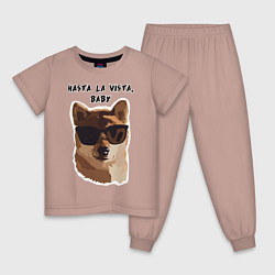 Пижама хлопковая детская Собакен Арни, цвет: пыльно-розовый