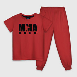 Пижама хлопковая детская MMA, цвет: красный