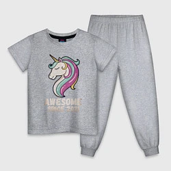 Пижама хлопковая детская Единорог, цвет: меланж