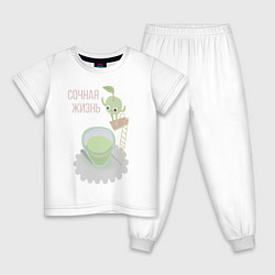 Пижама хлопковая детская Яблоко вектор, цвет: белый