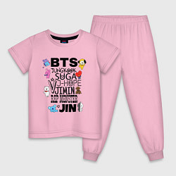 Пижама хлопковая детская BTS BT21, цвет: светло-розовый