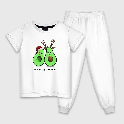 Детская пижама Новогодний авокадо / Белый – фото 1